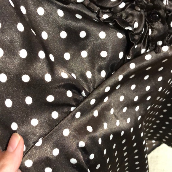 Silky brown and white pokadot top - Picture 2 of 4